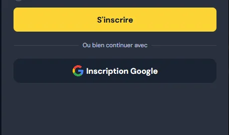 Inscription Cocobet avec Google
