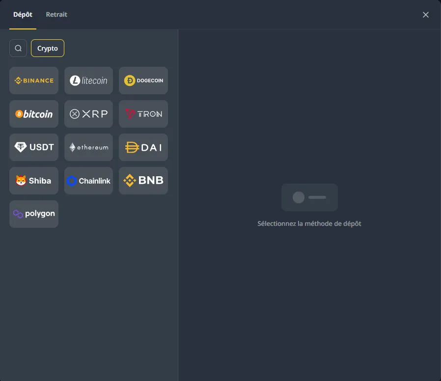 Méthodes de dépôt crypto disponibles sur Cocobet